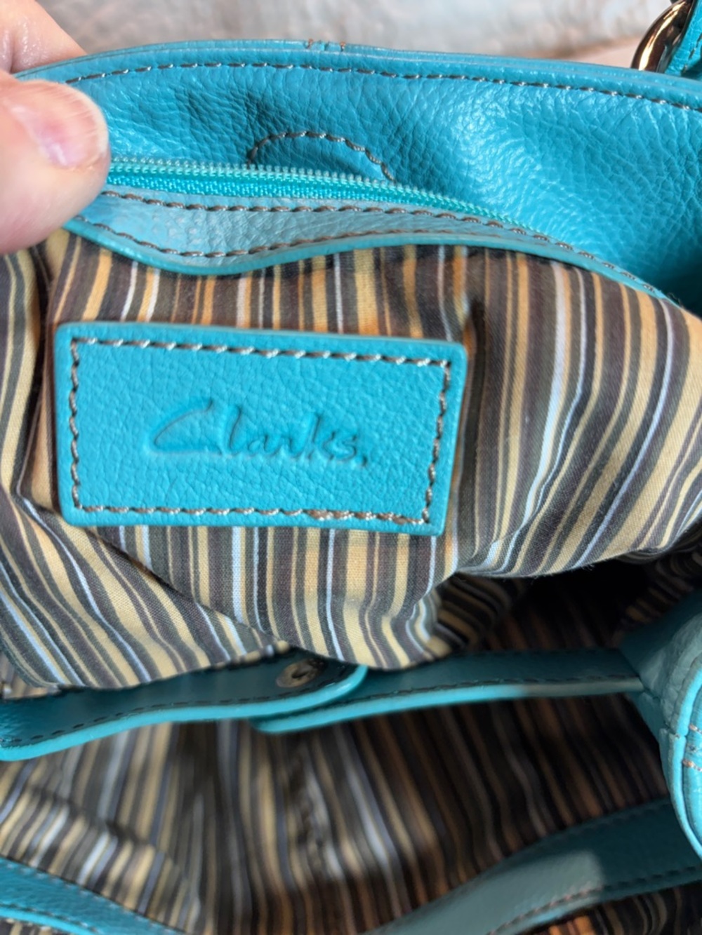 Clarks Turquoise Leather Mini Satchel - Picture 8 of 9